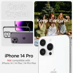 Spigen Optik Crystal, krominharmaa - iPhone 14 Pro