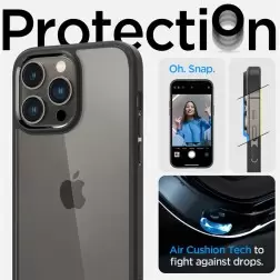 Spigen Crystal Hybrid, matinis juodas - iPhone 14 Pro
