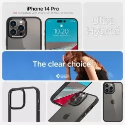 Spigen Crystal Hybrid, matinis juodas - iPhone 14 Pro
