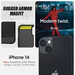 Spigen Rugged Armor MagSafe, mattamusta - iPhone 14