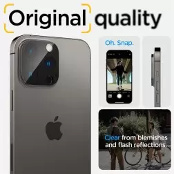 Spigen Stiklas tR Optik 2 paketą, juoda - iPhone 16/15/14 Pro / 16/15/14 Pro Max