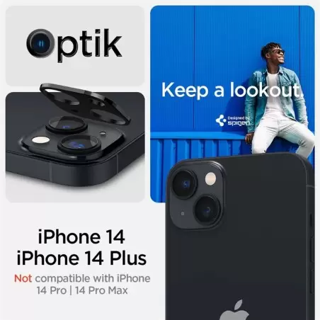Spigen Glass Optik 2-pakk, must - iPhone 14/iPhone 14 Plus