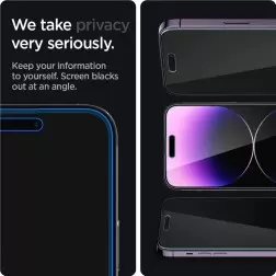 Spigen Stiklo EZ Fit Privatumas 2 Paketas - iPhone 14 Pro