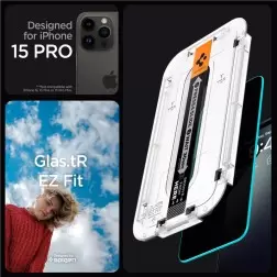Apsauginis stiklas Spigen Stiklas tR EZ Fit (Privacy) 2-pack, skaidrus - iPhone 15 Pro