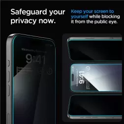 Spigen Glass tR EZ Fit (Privacy) 2 Pack, transparency - iPhone 15 Pro
