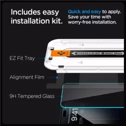 Spigen Glass tR EZ Fit (Privacy) 2 Pack, transparency - iPhone 15 Pro
