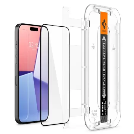 Apsauginis stiklas Apsauginis stiklas Spigen Glass tR EZ Fit 2 Pack, FC Black - iPhone 15 Pro