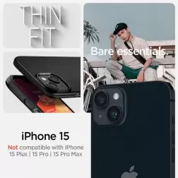 Spigen Thin Fit, must - iPhone 15