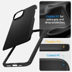 Spigen Thin Fit, melns - iPhone 15