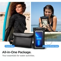 Spigen Aqua Shield WaterProof Floating Case + WaterProof Waist Bag A621 Set, black