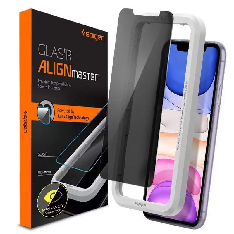 Apsauginis stiklas Spigen Glass AlignMaster Privacy 1 Pack - iPhone 11