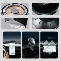 Baseus Didelės Energijos MagSafe automobilinis laikiklis įkroviklis
