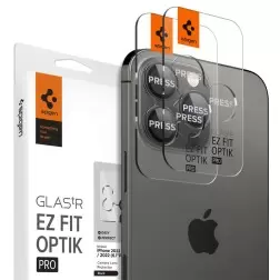 Spigen Glass tR EZ Fit Optik Pro 2 kappaleen pakkaus, musta - iPhone 16/15/14 Pro / 16/15/14 Pro Max