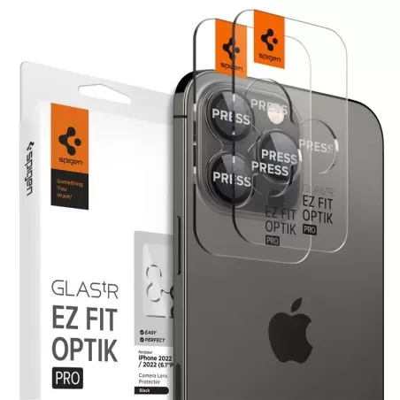 Spigen Glass tR EZ Fit Optik Pro 2 Pack, black -&nbsp;iPhone&nbsp;17/16/15/14 Pro / 17/16/15/14 Pro Max