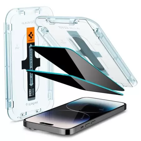 Apsauginis stiklas Spigen Glass EZ Fit Privacy 2 Pack - iPhone 14 Pro