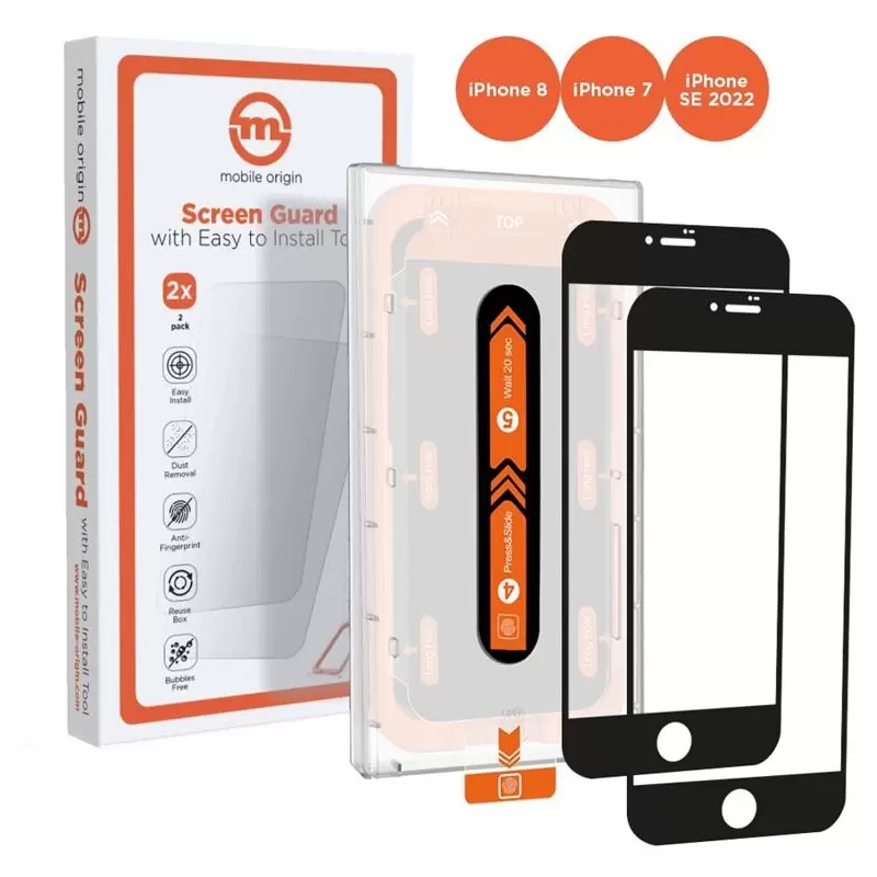 Mobile Origin Screen Guard iPhone 8 / 7 / SE 2022 / SE 2020 with easy applicator 2 pack