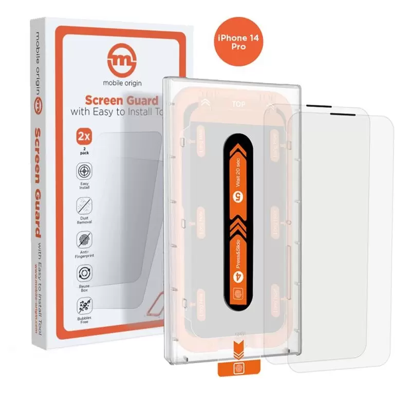 Mobile Origin Screen Guard iPhone 14 Pro with easy applicator, 2 pack