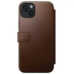 Nomad Modernus odinis folio, rudas - iPhone 15 Plus