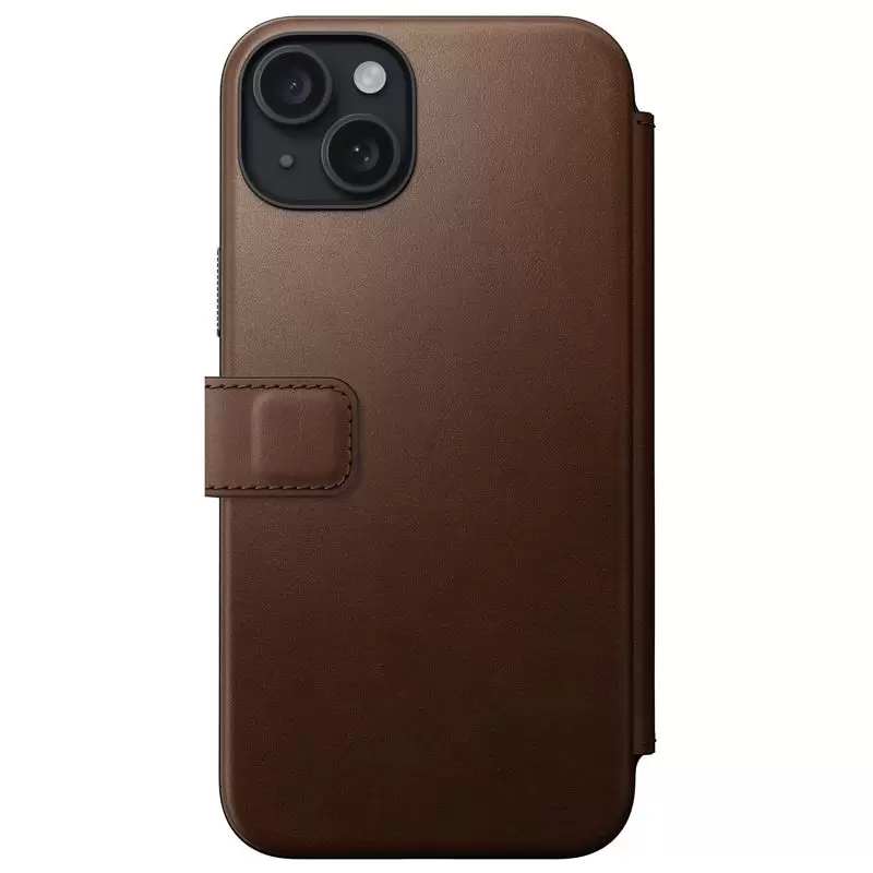 Nomad Modernus odinis folio, rudas - iPhone 15 Plus