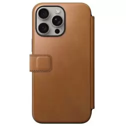 Nomad Modernus odinis folio, angliškas rudas - iPhone 15 Pro Max