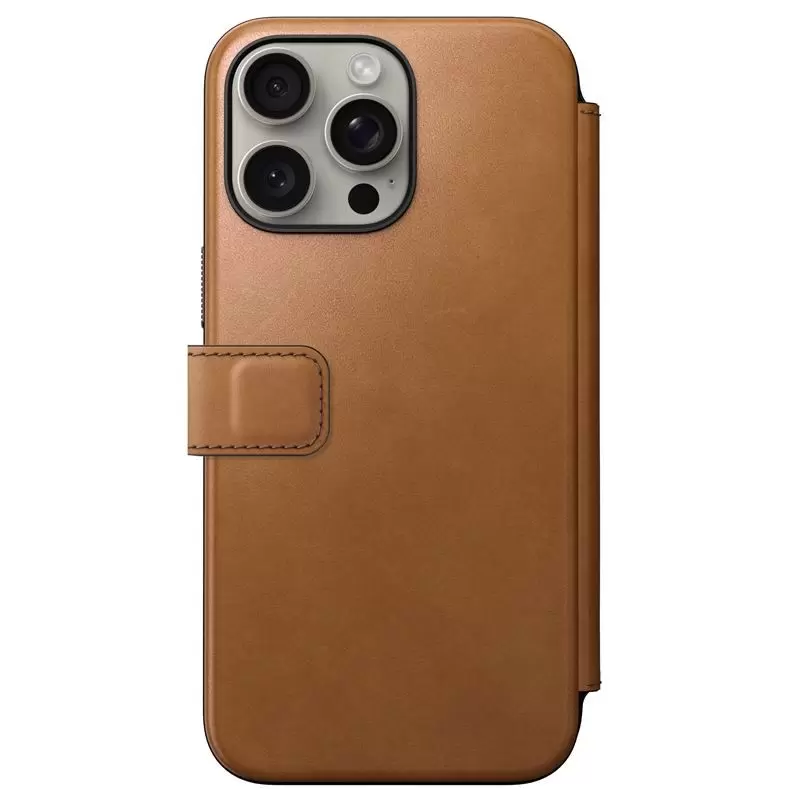 Nomad Modern Leather Folio, english tan - iPhone 15 Pro Max