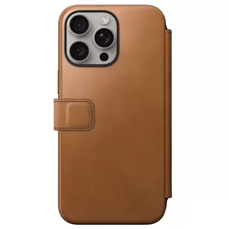 Nomad Modern Leather Folio, english tan - iPhone 15 Pro Max