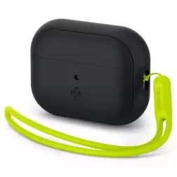 Spigen Dėklas Silikoninis Priderintas Juoda + Dirželis Fantomo Žalias - AirPods Pro (2nd Gen)