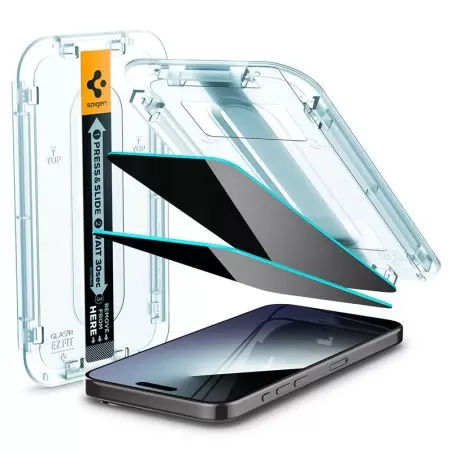 Apsauginis stiklas Spigen Stiklas tR EZ Fit (Privacy) 2-pack, skaidrus - iPhone 15 Pro