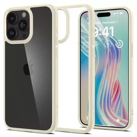 Spigen Crystal Hybrid, maigs bēšs - iPhone 15 Pro Max