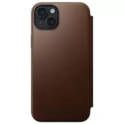 Nomad Modernus odinis folio, rudas - iPhone 15 Plus