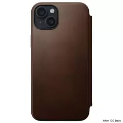 Nomad Modernus odinis folio, rudas - iPhone 15 Plus