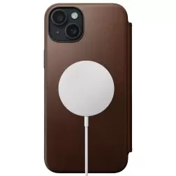 Nomad Modernus odinis folio, rudas - iPhone 15 Plus