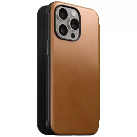 Nomad Modern Leather Folio, english tan - iPhone 15 Pro Max