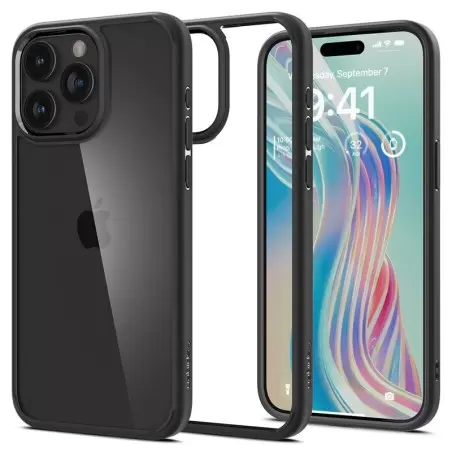 Spigen Crystal Hybrid, matte black - iPhone 15 Pro