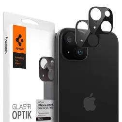 Spigen Stiklas tR Optik 2 paketas, juoda - iPhone 15/15 Plus/14/14 Plus