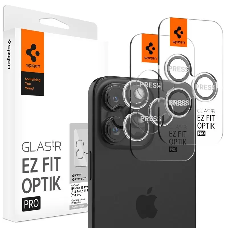 Spigen Glass tR EZ Fit Optik Pro 2 Pack, cc - iPhone 16/15/14 Pro / 16/15/14 Pro Max