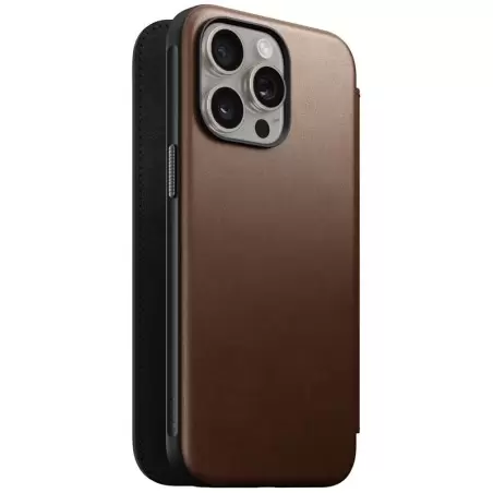 Nomad Modern Leather Folio, brown - iPhone 15 Pro Max