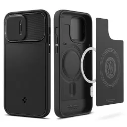 Spigen Optik Armor MagSafe, juoda - iPhone 14 Pro Max