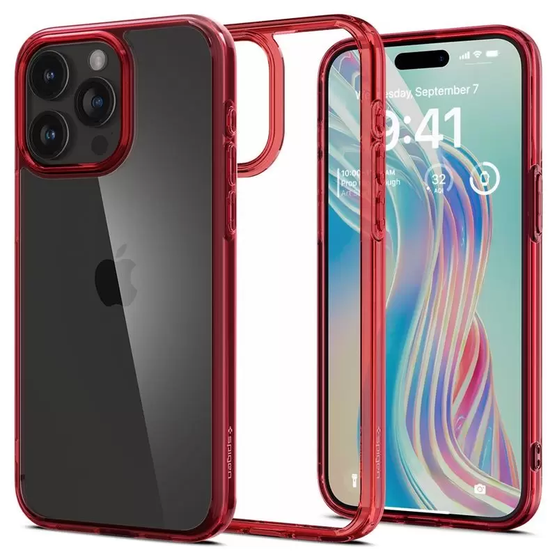 Spigen Ultra Hybrid, giliai raudona - iPhone 15 Pro Max