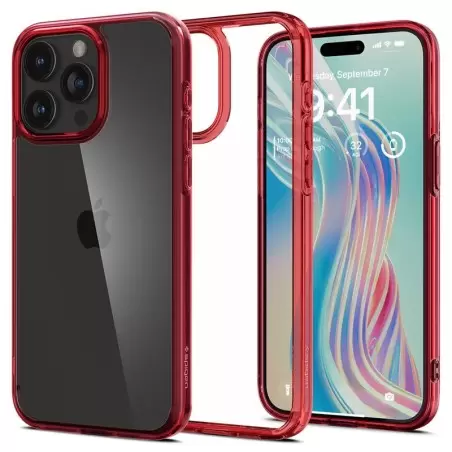Spigen Ultra Hybrid, giliai raudona - iPhone 15 Pro Max