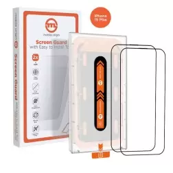 Mobile Origin "Orange Screen Guard iPhone 15 Plus" su lengvai naudojamu aplikatoriumi, 2 paketas