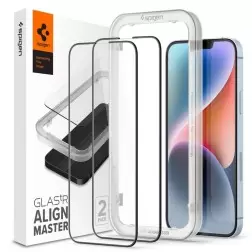 Spigen Glass tR AlignMaster HD 1 paketas, FC juoda - iPhone 14/13 Pro/13