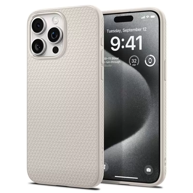 Spigen Liquid Air, natural titanium - iPhone 15 Pro Max