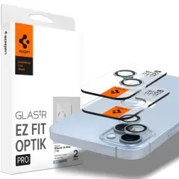 Spigen Stiklo tR EZ Fit Optik Pro 2 Paketas, mėlynas - iPhone 15/15 Plus/14/14 Plus