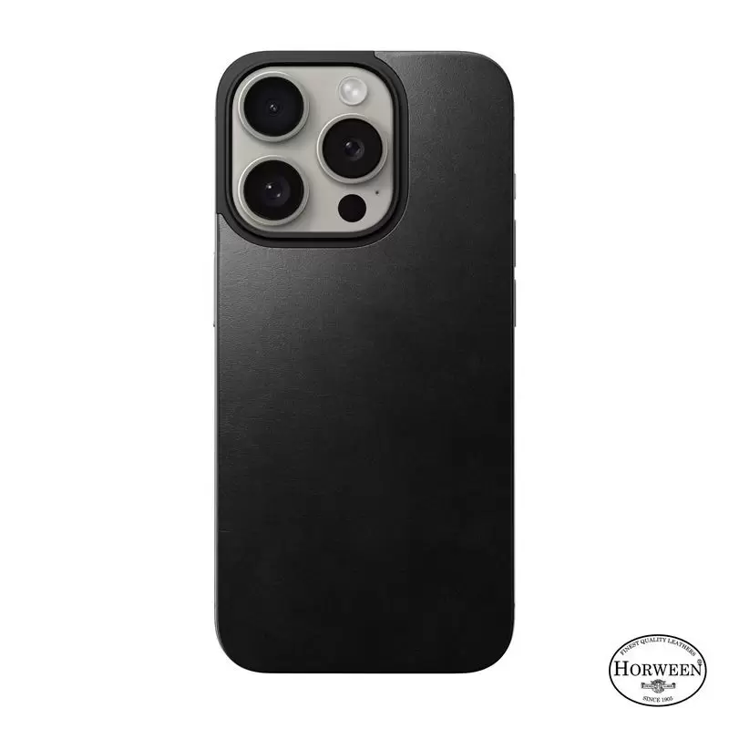 Nomad Magnetiškas Horween odinis galinis dangtis, juoda - iPhone 15 Pro