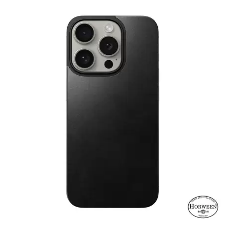Nomad Magnetiškas Horween odinis galinis dangtis, juoda - iPhone 15 Pro
