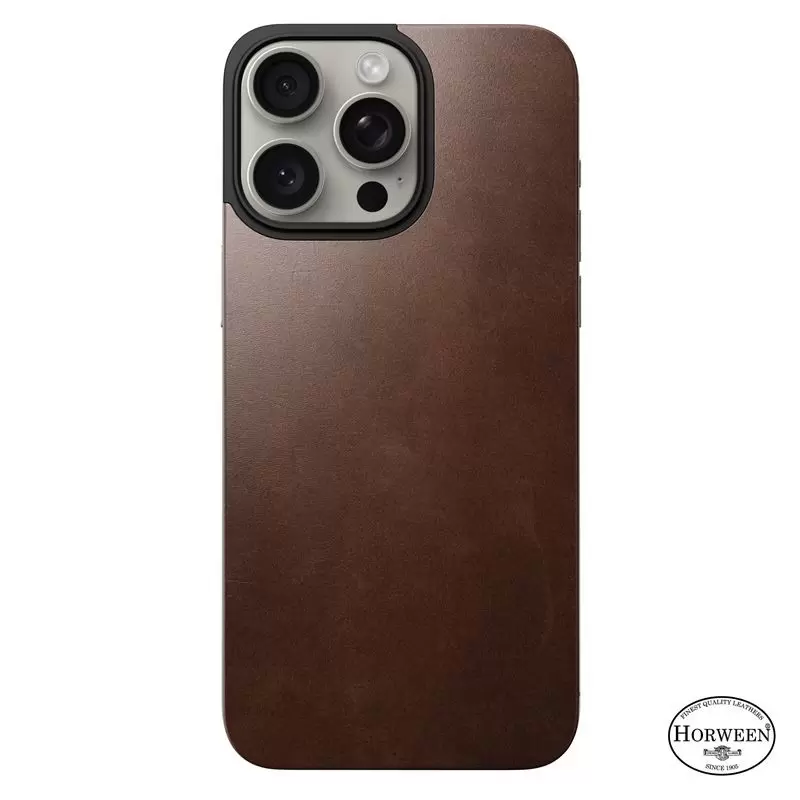 Nomad Magnetinis Horween odos galinė dalis, ruda - iPhone 15 Pro Max