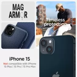 Spigen Mag Armor MagSafe, tamsiai mėlyna - iPhone 15