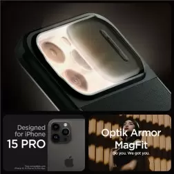 Spigen Optik Armor MagSafe, geltonai žalia - iPhone 15 Pro