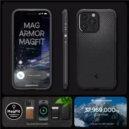 Spigen Mag Armor MagSafe, matinis juodas - iPhone 15 Pro Max